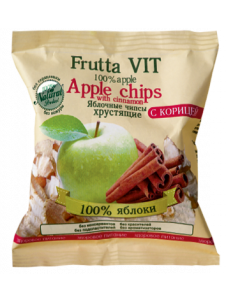 Яблочные чипсы хрустящие с корицей Frutta Vit 35г*15 Яблочные чипсы хрустящие с корицей Frutta Vit 35г*15